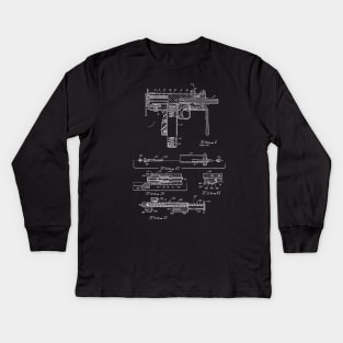 Machine Gun Adaptor Vintage Patent Drawing Kids Long Sleeve T-Shirt